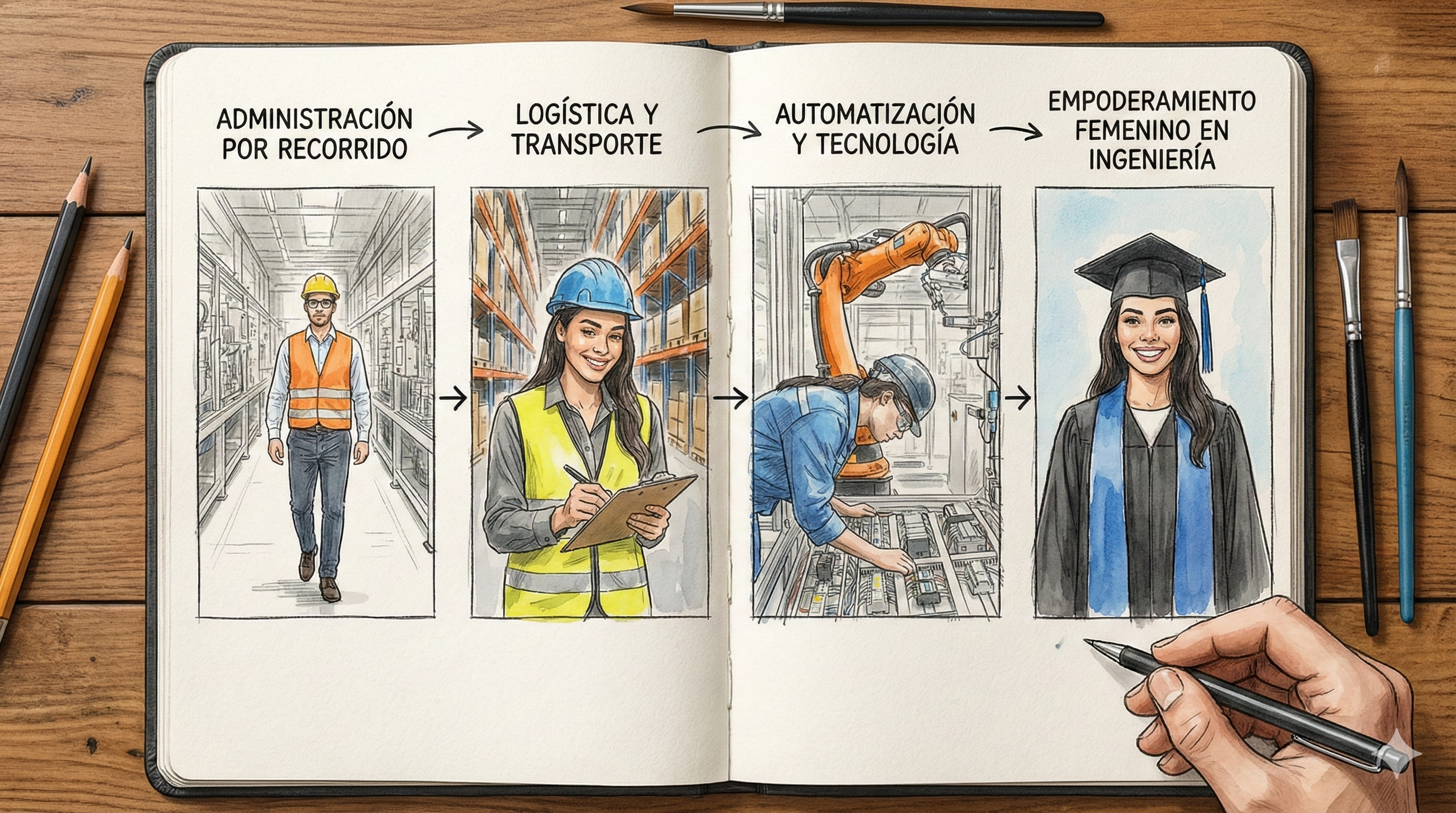 Bosquejo creativo de ingenieria industrial
